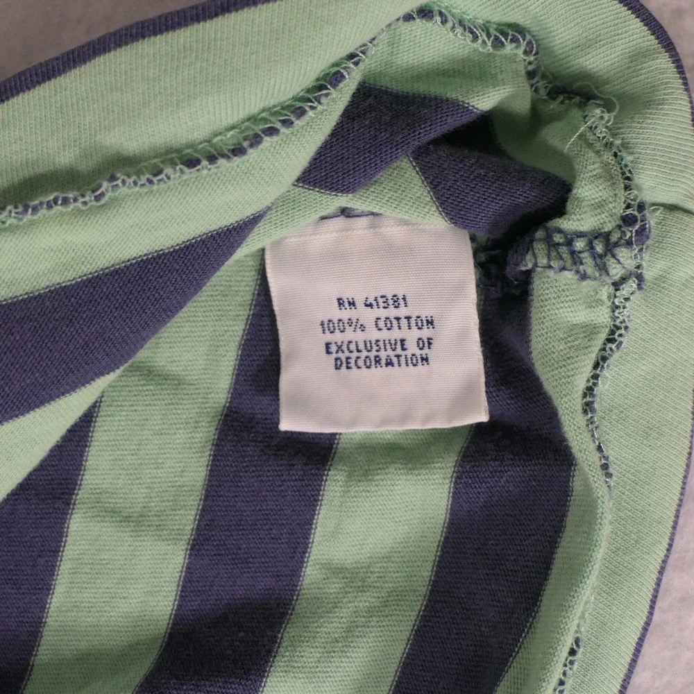 Vintage 90s Polo Ralph Lauren Mens T Shirt L Green Blue Striped Distressed Y2K